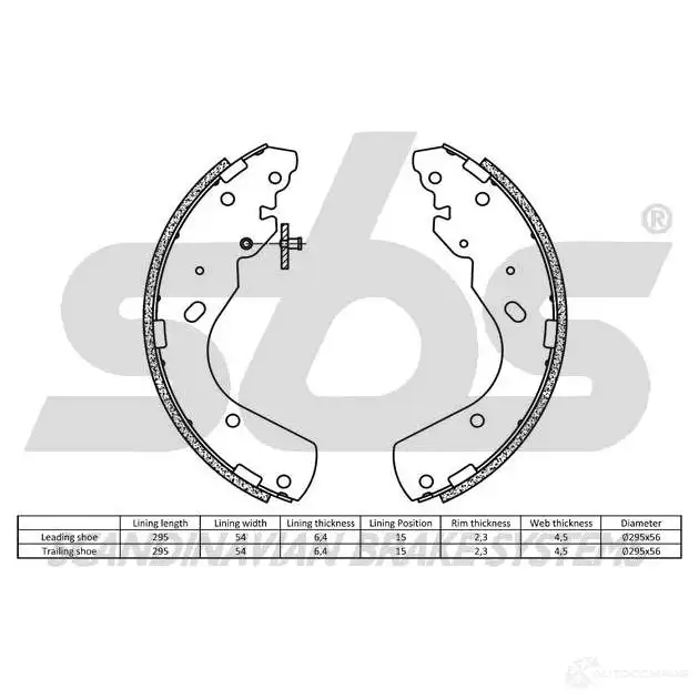 Барабанные тормозные колодки, комплект SBS 2397601 LJIK S 5700755229828 18492725665 изображение 1