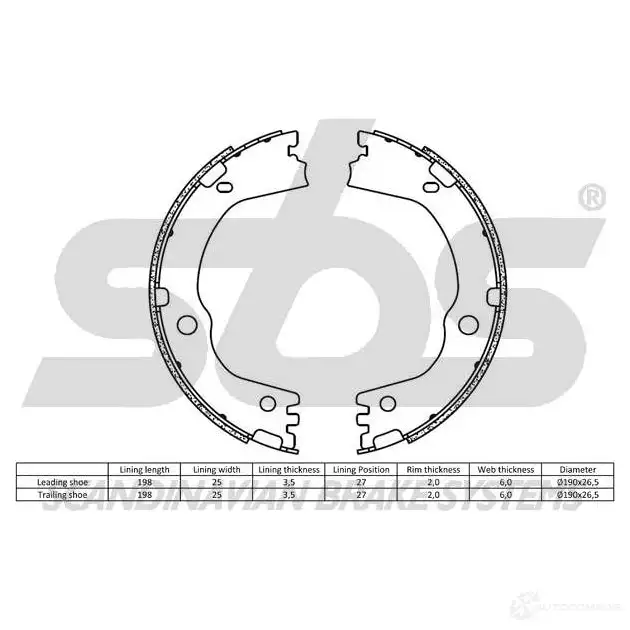 Тормозные колодки ручника, комплект SBS TX1 2350 18492735834 2397742 5700755262573 изображение 1