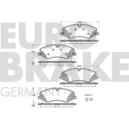 Тормозные колодки, дисковые, комплект EUROBRAKE 5502224032 X1MPA 3937849 9 068TW изображение 0