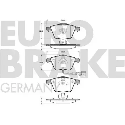 Тормозные колодки, дисковые, комплект EUROBRAKE 2 8U4317 55022247110 3937969 IAP4B изображение 0