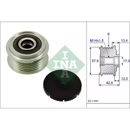 Обгонная муфта генератора WILMINK GROUP H3XE6 M 4TYZ 4127674 WG1253809 изображение 0