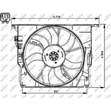 Вентилятор радиатора двигателя WILMINK GROUP 8KAM1ZA WG1720656 YM 5YUOJ 4254396 изображение 0