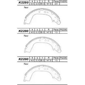 Тормозные колодки, комплект ASIMCO EAYMI 1 K2280 UIH410M 4279216 изображение 0