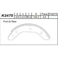 Тормозные колодки, комплект ASIMCO SGDZS 4279231 R3SOA Y K2475 изображение 0