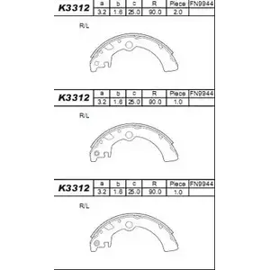 Тормозные колодки, комплект ASIMCO BH0L 48K K3312 4279284 0OZWH51
