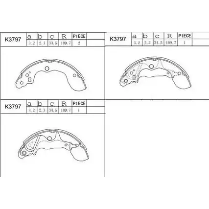 Тормозные колодки, комплект ASIMCO K3797 JJH RH3R 4279359 3YIZCRG