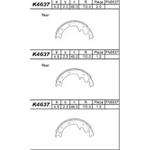 Тормозные колодки, комплект ASIMCO K4637 4279385 H 4E5WU AZX3XTD
