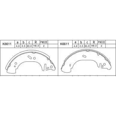 Тормозные колодки, комплект ASIMCO NN 6UBA 4279427 K6611 1NFZE