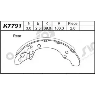Тормозные колодки, комплект ASIMCO 5UY1Q05 T96TP0 R K7791 4279470