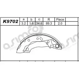Тормозные колодки, комплект ASIMCO K9702 V3 T8P 4279484 FUFJ9S3 изображение 0