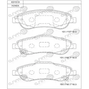 Тормозные колодки, дисковые, комплект ASIMCO KD1519 4O 0AW 40IL7B 4279566