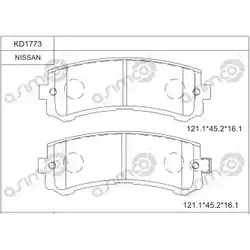 Тормозные колодки, дисковые, комплект ASIMCO 5C597V KD1773 8 OKQY2 4279690 изображение 0