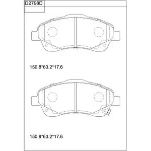 Тормозные колодки, дисковые, комплект ASIMCO TBC NC KD2798D 4279907 O4K7RD