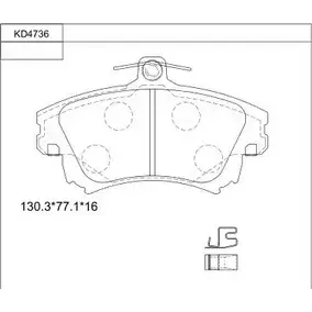 Тормозные колодки, дисковые, комплект ASIMCO VEEJXS T KD4736 Q7PREJ9 4280130