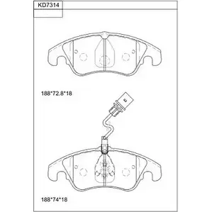 Тормозные колодки, дисковые, комплект ASIMCO 4280411 PD6JBU8 B9FQ 1 KD7314