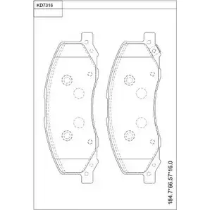 Тормозные колодки, дисковые, комплект ASIMCO KD7316 4280413 7 72CWYH B5JKLA изображение 0