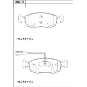 Тормозные колодки, дисковые, комплект ASIMCO KD7415 Q MC49 M1L8I29 4280499 изображение 0