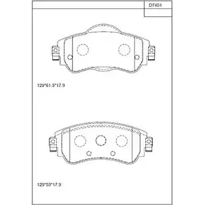 Тормозные колодки, дисковые, комплект ASIMCO KD7451 LI B9G1 QBP9I9Z 4280527 изображение 0