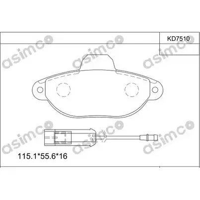 Тормозные колодки, дисковые, комплект ASIMCO 67XOJQ5 00HE 8 KD7510 4280544 изображение 0