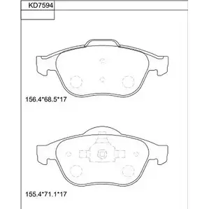 Тормозные колодки, дисковые, комплект ASIMCO KD7594 7U8 E6 76U4QC5 4280647