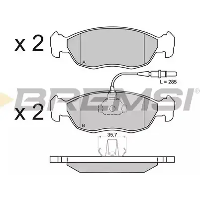 Тормозные колодки, дисковые, комплект BREMSI 4300704 BP2595 21 430 21431 изображение 0