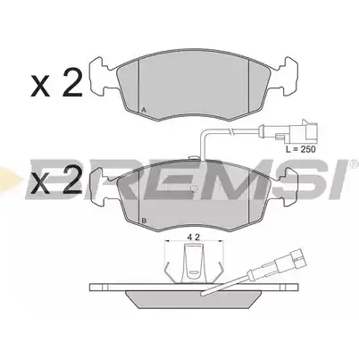 Тормозные колодки, дисковые, комплект BREMSI 231 09 BP2817 4300923 23229 изображение 0