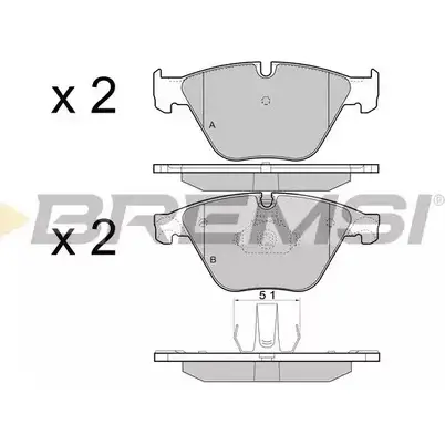 Тормозные колодки, дисковые, комплект BREMSI 24688 4301553 BP3452 2 3313 изображение 0