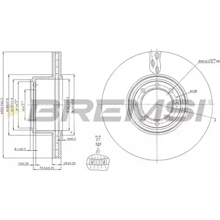 Тормозной диск BREMSI V2 JMOG P24EL0 DB0321V 4301864
