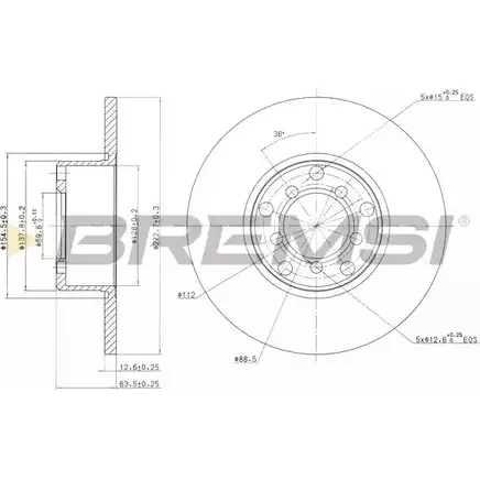 Тормозной диск BREMSI DBA007S 1G4G L6 4301875 WCP43U изображение 0