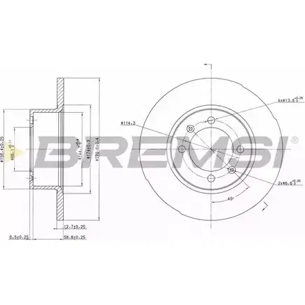 Тормозной диск BREMSI 6 8MFB 4301905 DBA056S OU55U