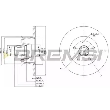 Тормозной диск BREMSI 4301906 DBA057S B IQVMNZ E5M8WB