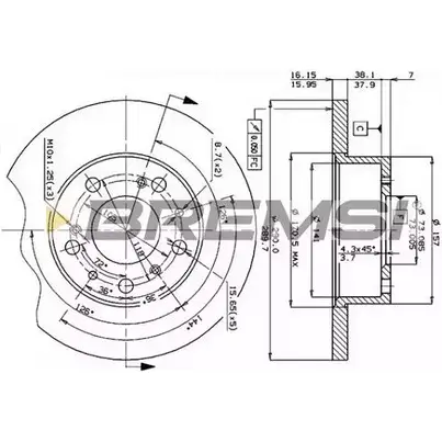 Тормозной диск BREMSI 4301918 DBA069S HYR0RE H43 KM изображение 0