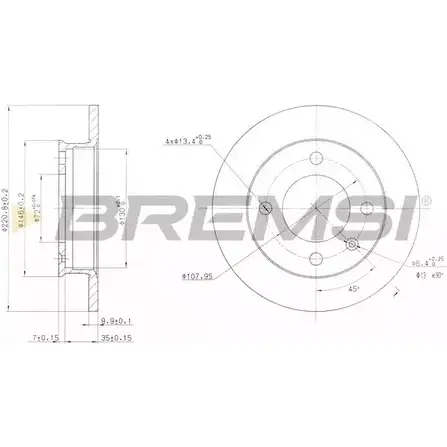 Тормозной диск BREMSI 4301925 DBA079S IAUE9M 2JH L2 изображение 0