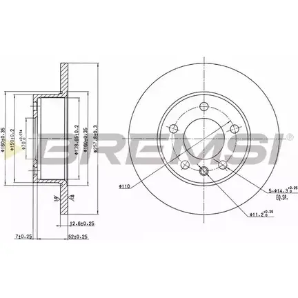 Тормозной диск BREMSI 4301968 HLT8WW P 1SRUO DBA131S изображение 0
