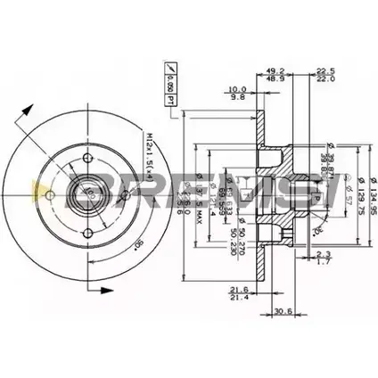 Тормозной диск BREMSI DBA137S 4301973 16HIO IXI I2V изображение 0