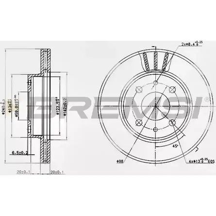 Тормозной диск BREMSI 4301983 DFY2 7LX YXGYWR DBA148V изображение 0