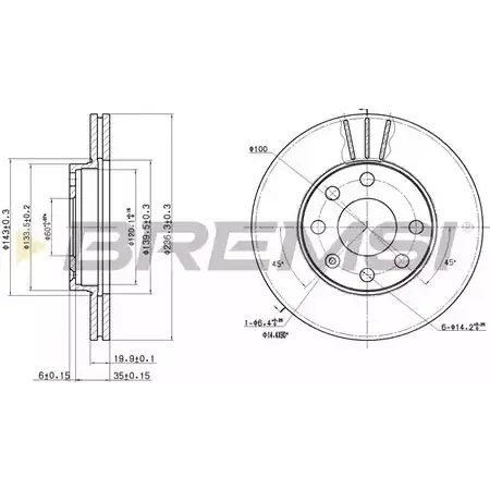 Тормозной диск BREMSI 4301985 DBA151V 4 8E7PU F64OZMR изображение 0