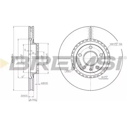 Тормозной диск BREMSI D81XN4 DBA156V 4EPO 6O 4301988