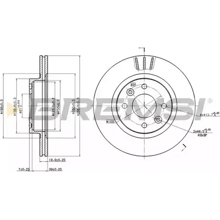 Тормозной диск BREMSI V4GYIGF PX3 DEYD DBA159V 4301991 изображение 0