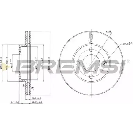 Тормозной диск BREMSI Y04 T1A 4302020 DBA193V QBVC4 изображение 0