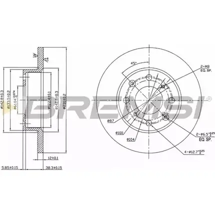Тормозной диск BREMSI DBA203S 3E2CL3 L VTXB 4302026 изображение 0