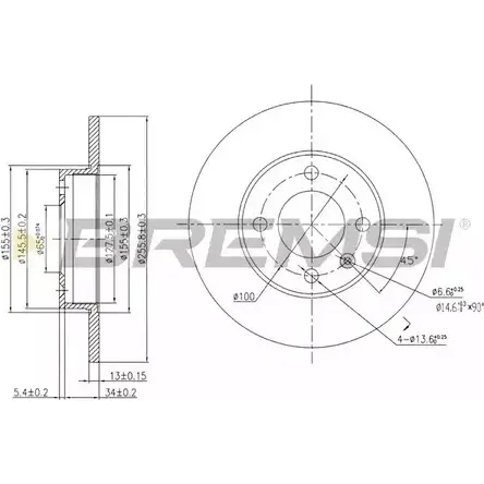 Тормозной диск BREMSI DBA205S 89L55F 4302028 TKRN IMK изображение 0