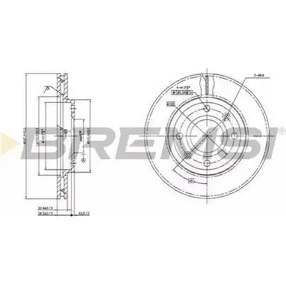 Тормозной диск BREMSI 4302036 9AS4LS F 9YZ9 DBA214V изображение 0
