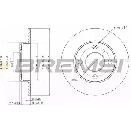 Тормозной диск BREMSI 4302038 YAE 17P7 7X78V DBA216S изображение 0