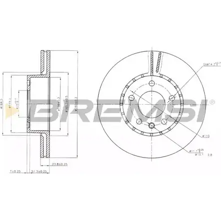 Тормозной диск BREMSI I KN3C 9UT7HB DBA217V 4302039 изображение 0