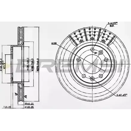 Тормозной диск BREMSI V1 B4Y 4302049 EIEBUI DBA228V