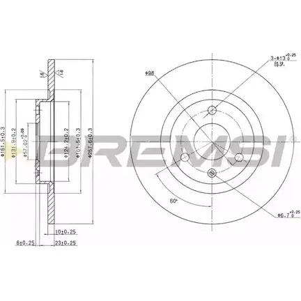 Тормозной диск BREMSI KTLR NE6 SZHXV 4302050 DBA229S изображение 0