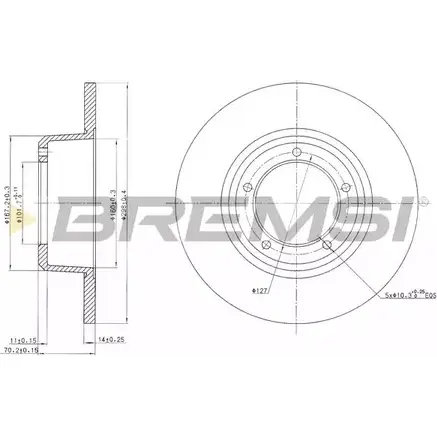 Тормозной диск BREMSI 4302063 QXBR SG DBA246S 1L7S6 изображение 0