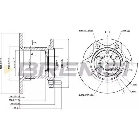 Тормозной диск BREMSI 4302070 3USQSZR RA5 Z8Y DBA254S изображение 0