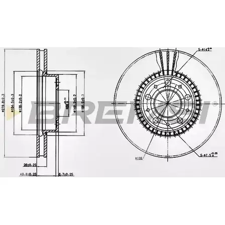 Тормозной диск BREMSI GZJDLI DBA255V GPFU R 4302071 изображение 0